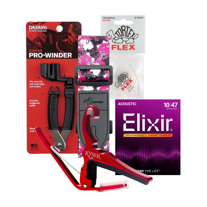 Valentine’s Day Guitar Accessories Bundle – PinkBarbWirst Strap + Essential Guitar Tools