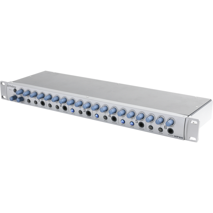 PreSonus HP60 6-Channel Headphone Mixing System, Silver - Audio