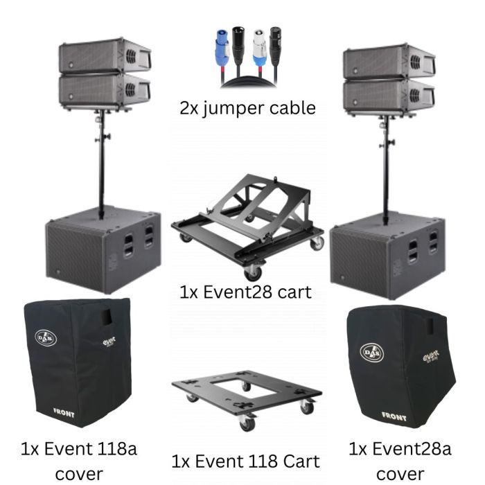 DAS (4) EVENT28a (2) EVENT118A with CART, STACK FRAME, COVER, POLE CUP, 