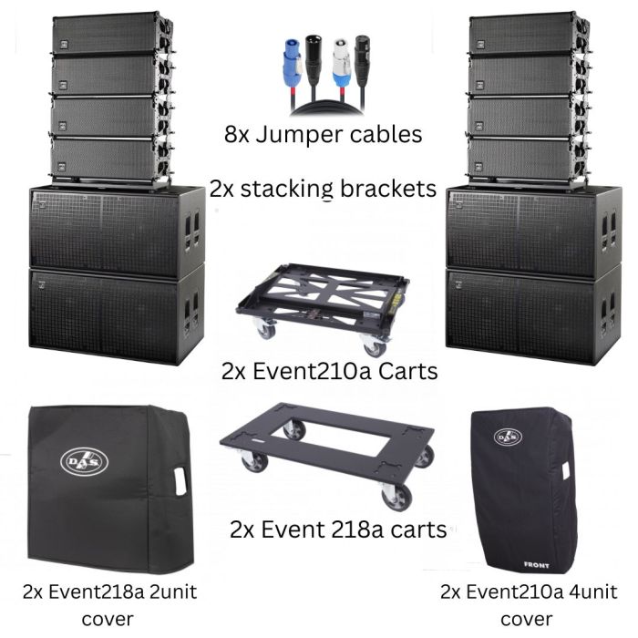 DAS (8) Event 210a (4) Event 218a system PACK with CARTS and COVERS 