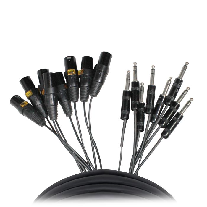 Prox PRXC8SXM10X10 10PCS 10' Ft High-Performance 8-Channel Snake Cable XLR-M TO 1/4" TRS Balanced Audio Cable
