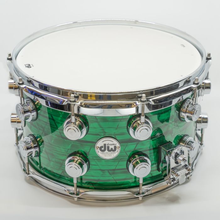 DW Top Edge Snare Drum - 8 X 14 inch - Emerald Onyx with Gold Hardware