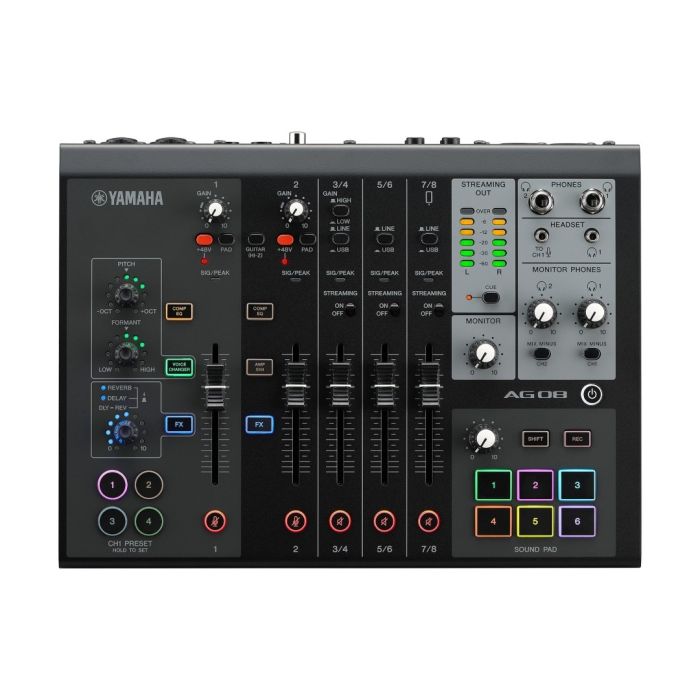 Yamaha Black 8-Channel Mixer/USB Interface for IOS/Mac/PC