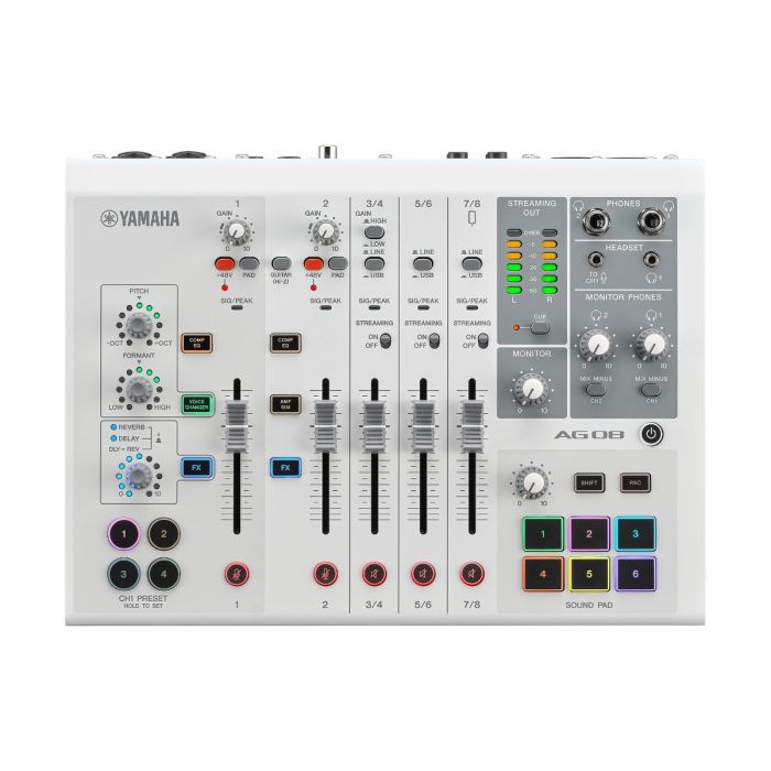 Yamaha White 8-Channel Mixer/USB Interface for IOS/Mac/PC