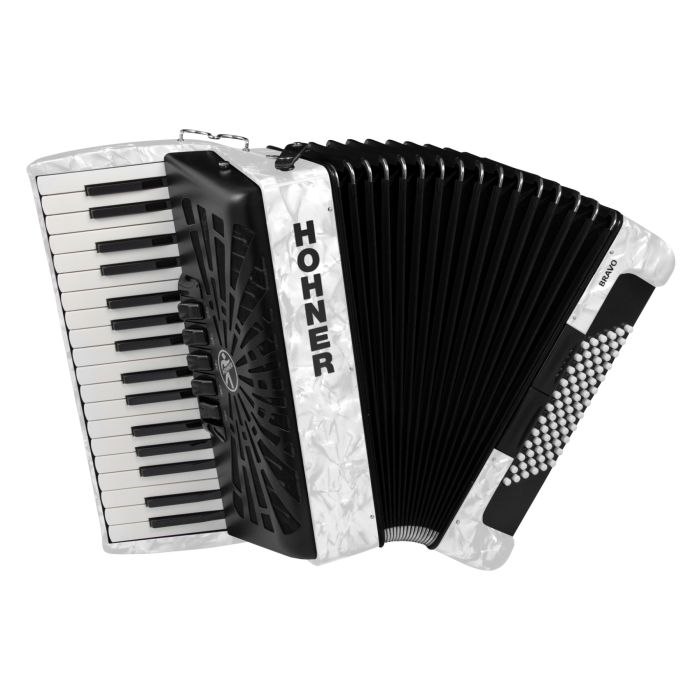 Hohner Bravo III 72 Chromatic Piano Key Accordion - Pearl White