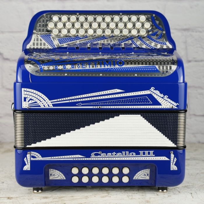 Settimio Soprani Castello III Diatonic Two Tone Button Accordion in Royal Blue Two Tone GCF / FBE 