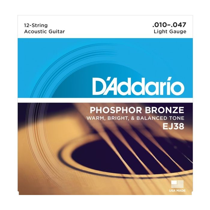D'Addario EJ38 Phosphor Bronze Light 12-String Acoustic Strings .010-.047/.010-.027