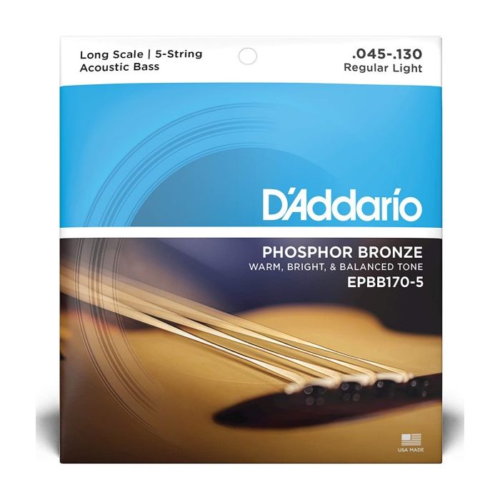 D'Addario EPBB170-5 Phosphor Bronze 5-String Long Scale Acoustic Bass Strings - .045-.130 5-string