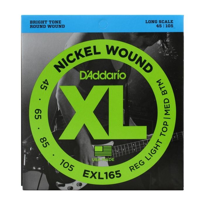 D'Addario EXL165 Regular Light Top Medium Bottom Nickel Wound Long Scale Bass Strings - .045-.105