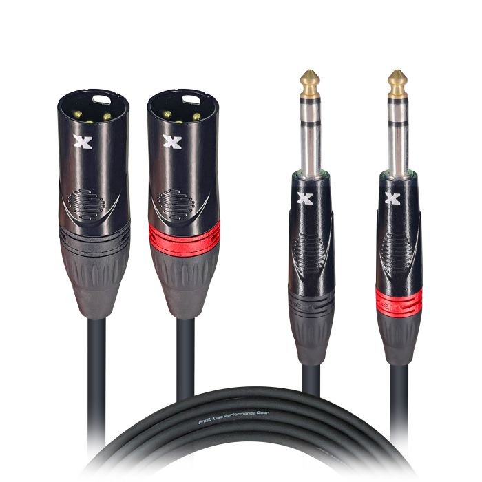 Prox PRXCDSXM03X10 10PCS 3 Ft. Balanced Dual 1/4" TRS-M to Dual XLR3-M High Performance Audio Cable