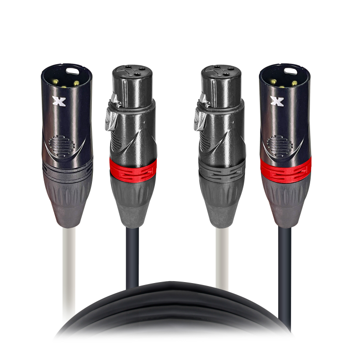 Prox PRXCDXLR75X2 2PCS 75' Ft High Performance Dual XLR-M to Dual XLR-F Audio Cable