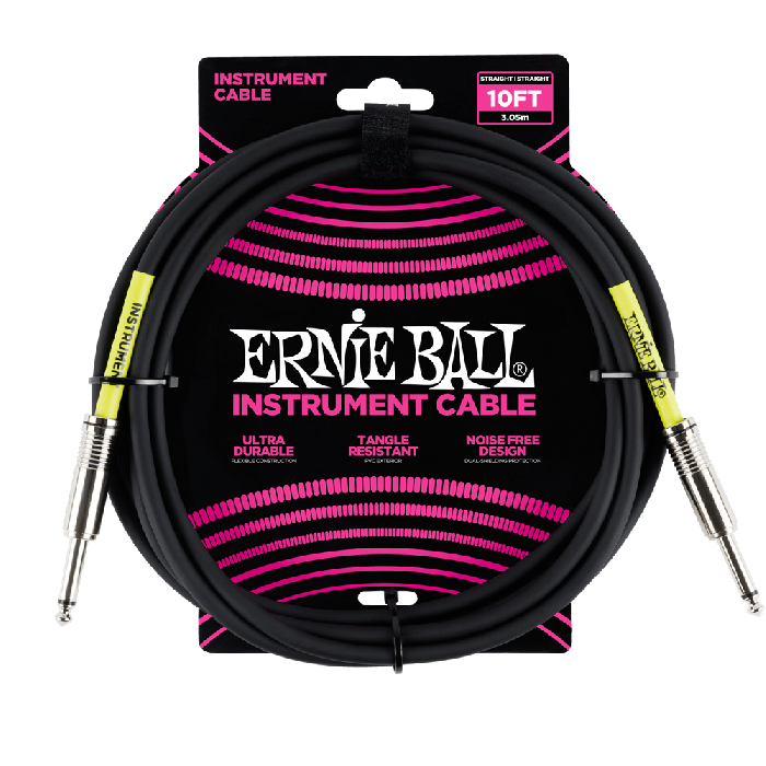 Ernie Ball 10' Straight / Straight Instrument Cable - Black  