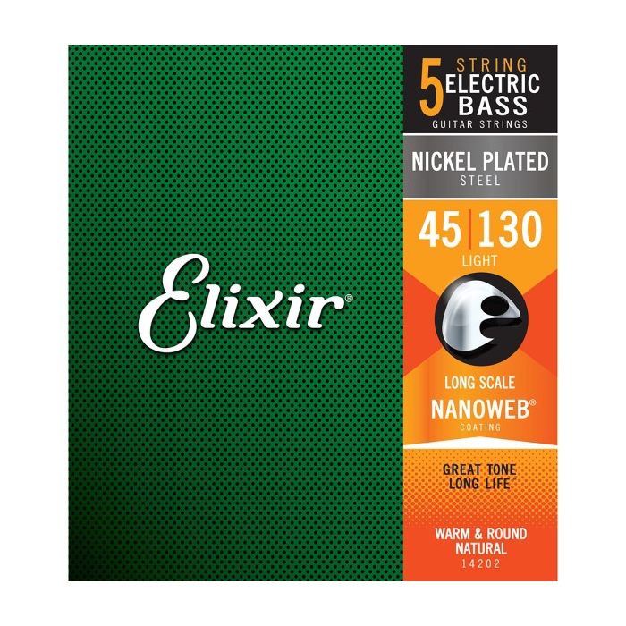 Elixir Strings 14202 Nanoweb Light Long Scale 5-String Electric Bass Strings