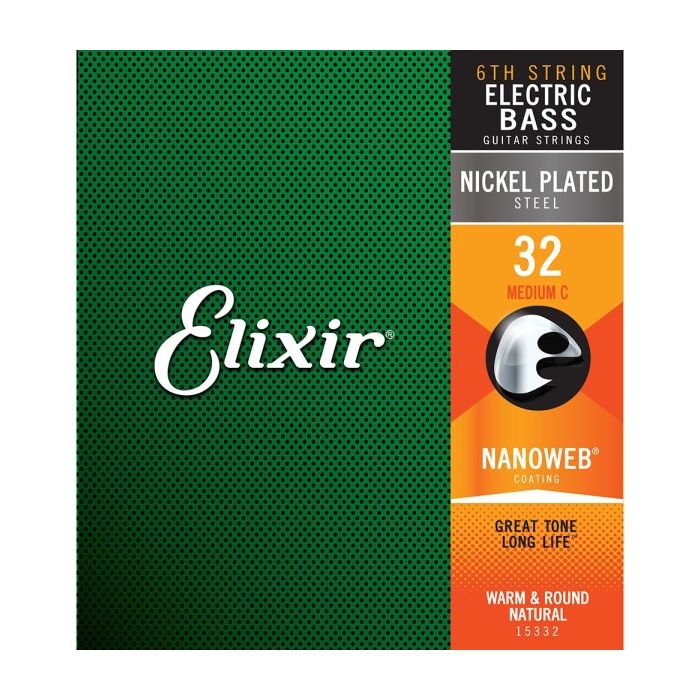 Elixir Strings 15332 Nickel Plated Steel Single 6th Electric Bass String Medium C .032