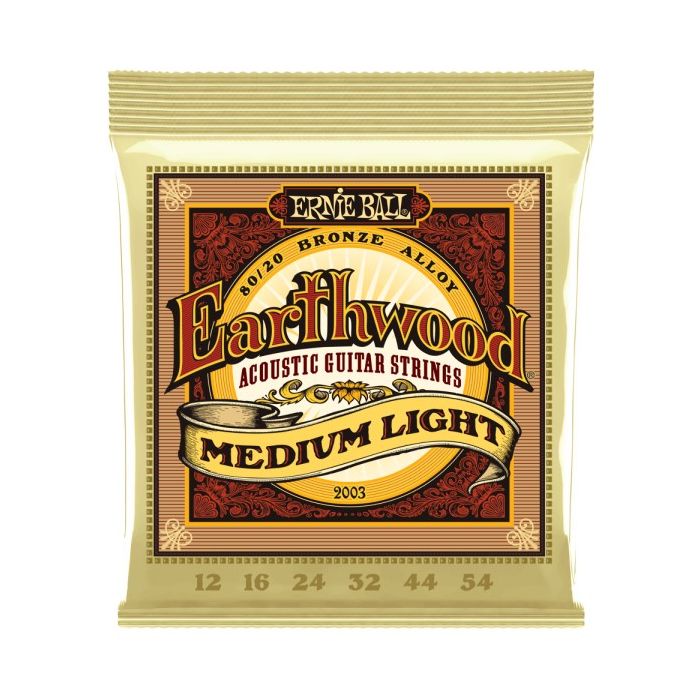 Ernie Ball P02003 Medium Light Earthwood 8020 Bronze Acoustic Strings .012-.054
