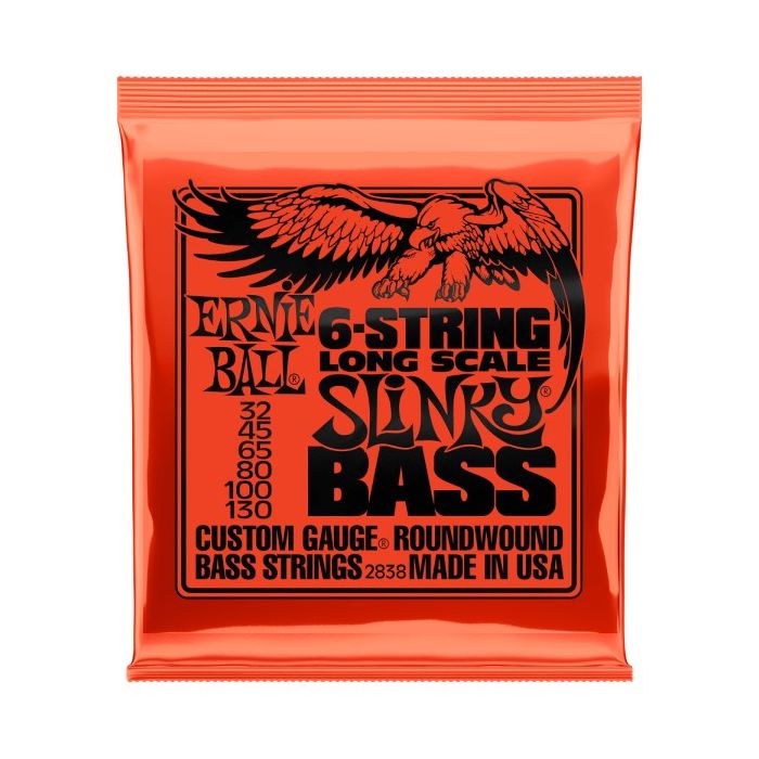 Ernie Ball P02838 6-String Long Scale Slinky Nickel Wound Electric Bass Strings .032-.130