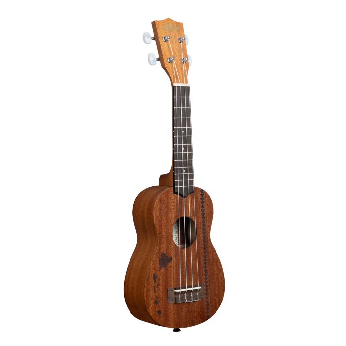 Satin Mahogany Soprano Ukulele with Hawaiian Islands & Tattoo