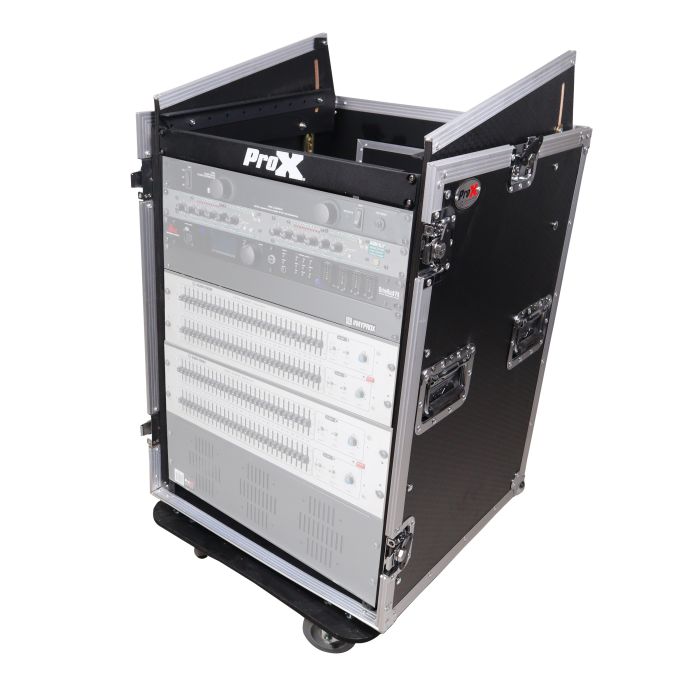 Prox PRT16MRSS 16U Vertical Rack Mount Flight Case with 10U Top for Mixer Combo Amp Rack with Caster Wheels