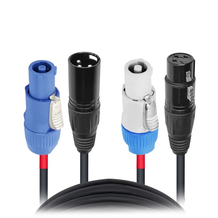 Prox PRXCPWC14DMX03X50 50PCS 3' Ft Dual 14AWG Powerkon to Dual DMX Combo Link Jumper Cable