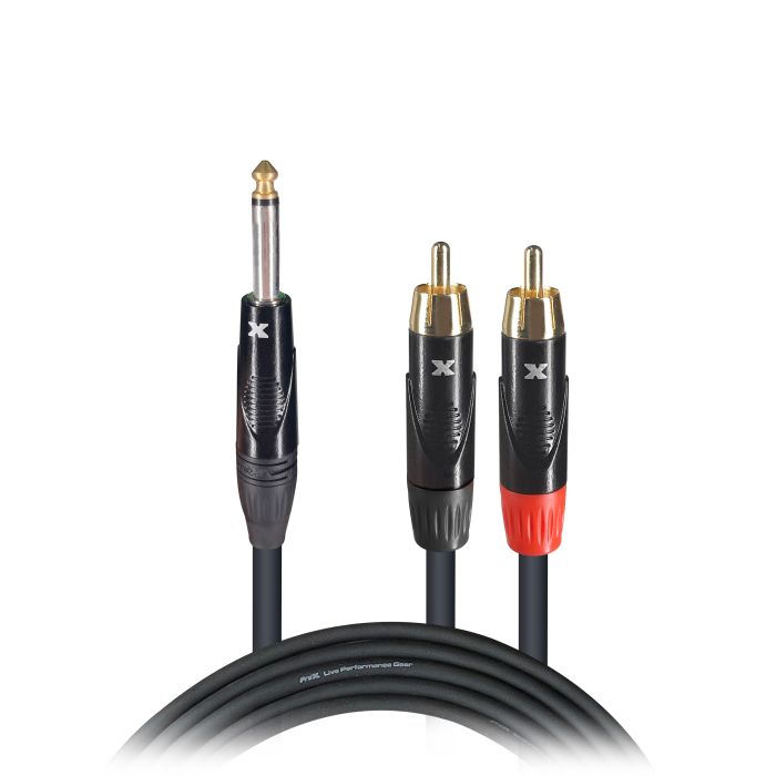 Prox PRXCPYR10X50 50PCS 10 Ft. Unbalanced 1/4" TS-M to Dual RCA-M High Performance Audio Y Cable