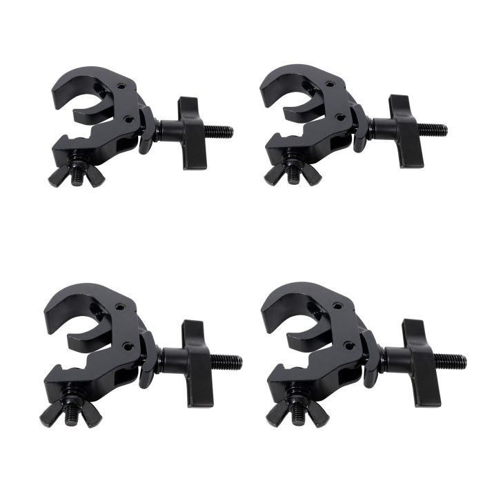 Prox PRTC12HBLKX4X6 6PCS Set of 4 Aluminum Self-Locking M10 Clamp with Big Wing Knob for 2" Truss Tube Capacity 330 lbs. Black Finish