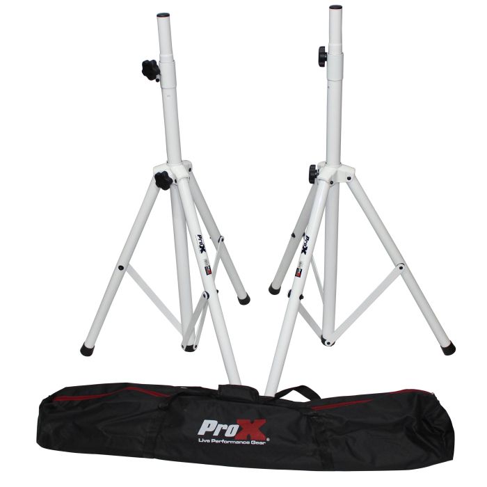 Prox PRTSS28PX2 2PCS White Heavy-Duty All Metal Speaker Tripod Stand Set of 2, 4-7 ft. (44"-84") Cloud Series