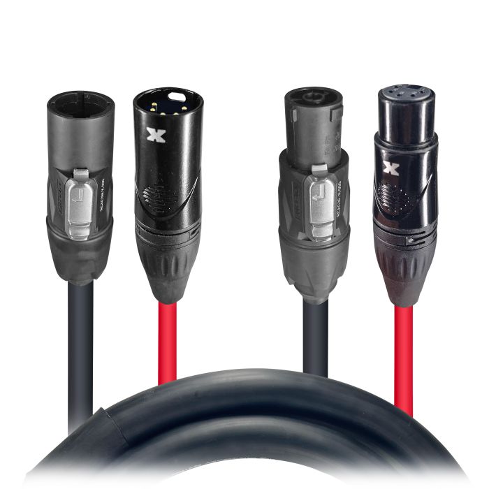 Prox PRXCTR1125PDMX03X10 10PCS 3' FT Dual Powerkon to Dual DMX 5-PIN Combo Link Jumper Cable