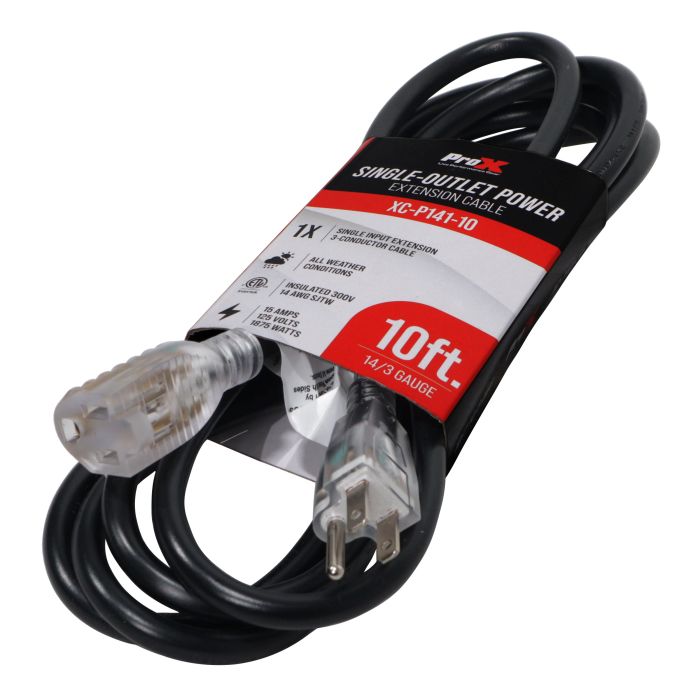 Prox PRXCP14110X50 50PCS 10' Ft. 120VAC NEMA 15 Male to 3 Outlet Female Power-Extension Cord 14 AWG
