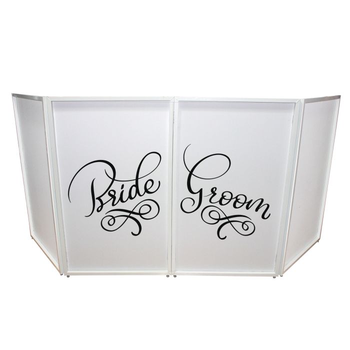 Prox PRXFSBRGR20X2 Bride and Groom Facade Enhancement Scrims - Black Script on White | Set of Two