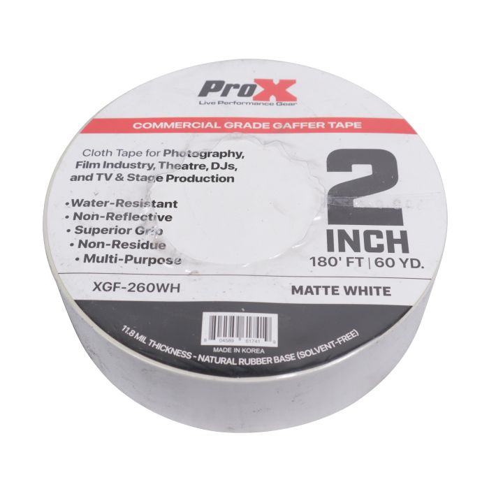 Prox PRXGF260WHX12 12PCS 2 Inch 180FT 60YD Matte White Commercial Grade Gaffer Tape Pros Choice Non-Residue