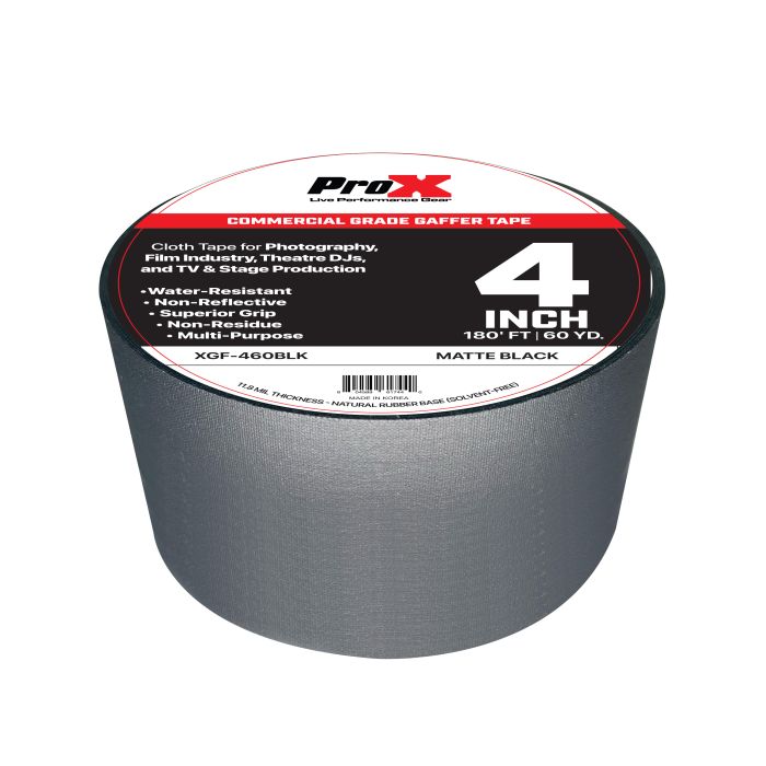 Prox PRXGF460BLKX12 12PCS 4 Inch 180FT 60YD Matte Black Commercial Grade Gaffer Tape Pros Choice Non-Residue