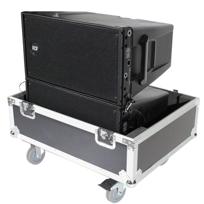 Prox PRXRCFHDL10AX2W Fits 2x RCF HDL 10-A Line Array Speakers Flight Case with 4 inch Wheels