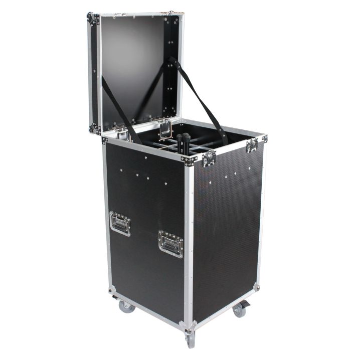 Prox PRXSMIC25STN Microphone Stand Case Holds up to 25 Units W-Casters