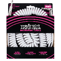 Ernie Ball 30' Coiled Straight / Angle Instrument Cable - White  