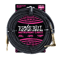 Ernie Ball 25' Braided Straight / Angle Instrument Cable - Black  