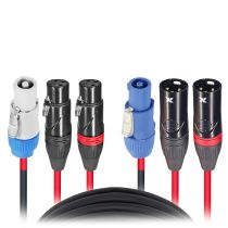 Prox PRXCPWC14DXLR50X3 3PCS 50' Ft 14AWG Powerkon to Dual XLR Combo Link Jumper Cable