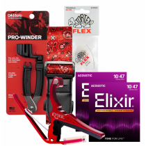 Valentine’s Day Guitar Accessories Bundle – Red Paisley Edition