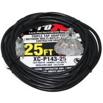 Prox PRXCP14325X10 10PCS 25&#039; Ft. 120VAC NEMA 15 Male to 3 Outlet Female Power-Extension Cord 14 AWG