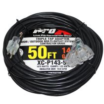 Prox PRXCP14350X5 5PCS 50&#039; Ft. 120VAC NEMA 15 Male to 3 Outlet Female Power-Extension Cord 14 AWG