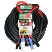 Prox PRXCPWC14DXLR75X4 4PCS 75&#039; FT 14AWG Powerkon to Dual XLR Combo Link Jumper Cable