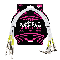 Ernie Ball 1.5' Straight / Angle Patch Cable 3-pack - White  