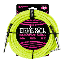 Ernie Ball 18' Braided Straight / Angle Instrument Cable Neon - Yellow