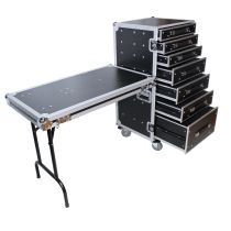 Prox PRXS7DTW (7) Utility Drawer ATA Flight Style Case with Fold out Left Right Side Mounting Removable Table and 4 inch Casters