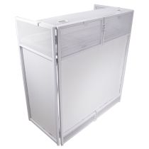 Prox PRXFVISTAWHMK2 Vista DJ Booth Table Work Station with White Black Scrims and Carrying Bag White Frame