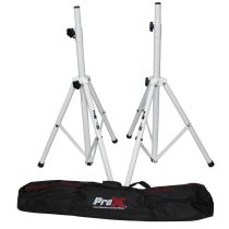 Prox PRTSS28P White Heavy-Duty All Metal Speaker Tripod Stand Set of 2, 4-7 ft. (44"-84") Cloud Series