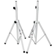 Prox PRTSS28P White Heavy-Duty All Metal Speaker Tripod Stand Set of 2, 4-7 ft. (44"-84") Cloud Series