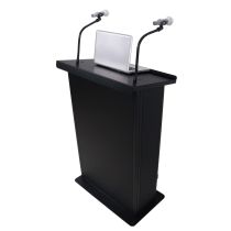 Prox PRXMAESTROMEDIABL Maestro Multi-Media Lectern Podium For LED Flatscreen TVs up to 32" with 2 Gooseneck Mic Stands Black Finish