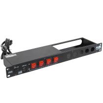 Prox PRXPC4XLRUSB 4 Way Powerkon to Edison AC Power 1U Rack Mountable Power Strip 5x Punched D-Series 15A Breaker On Off LED Toggle Switches