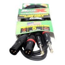 Prox PRXCDPXM05 5' Ft. High Performance Dual 1/4â€ TS Male to Dual XLR Male Unbalanced Audio Cable