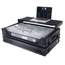 Prox PRXSDDJFLX10WLTBLLED ATA Flight Style Road Case For Pioneer DDJ-FLX10 DJ Controller with Laptop Shelf 1U Rack Space Wheels and LED Black Finish